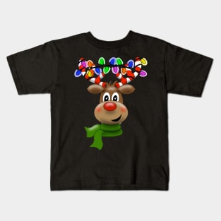 Candy Cane Reindeer Kids T-Shirt